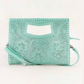 Loyal West Alma Medium Bag in turquoise leather with shoulder strap