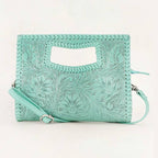 Loyal West Alma Medium Bag in turquoise leather with shoulder strap