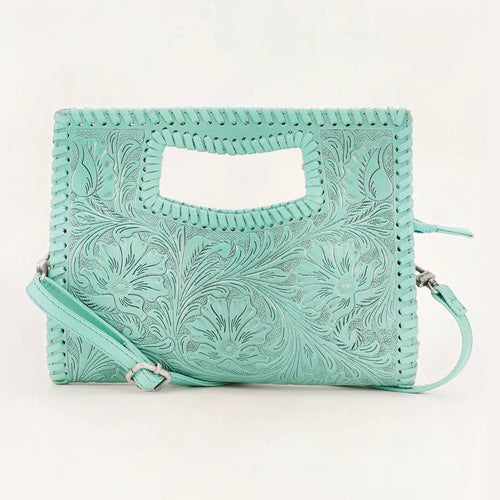 Loyal West Alma Medium Bag in turquoise leather with shoulder strap