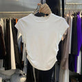 white cinched waist t-shirt, front view