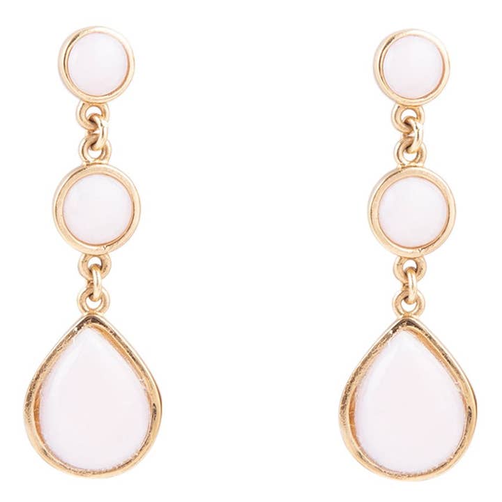 Drops of Pink Opal earrings with bronze settings