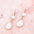 Drops of Pink Opal earrings with bronze settings