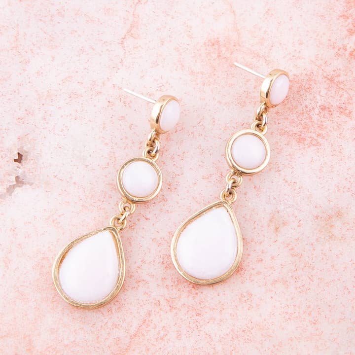 Drops of Pink Opal earrings with bronze settings