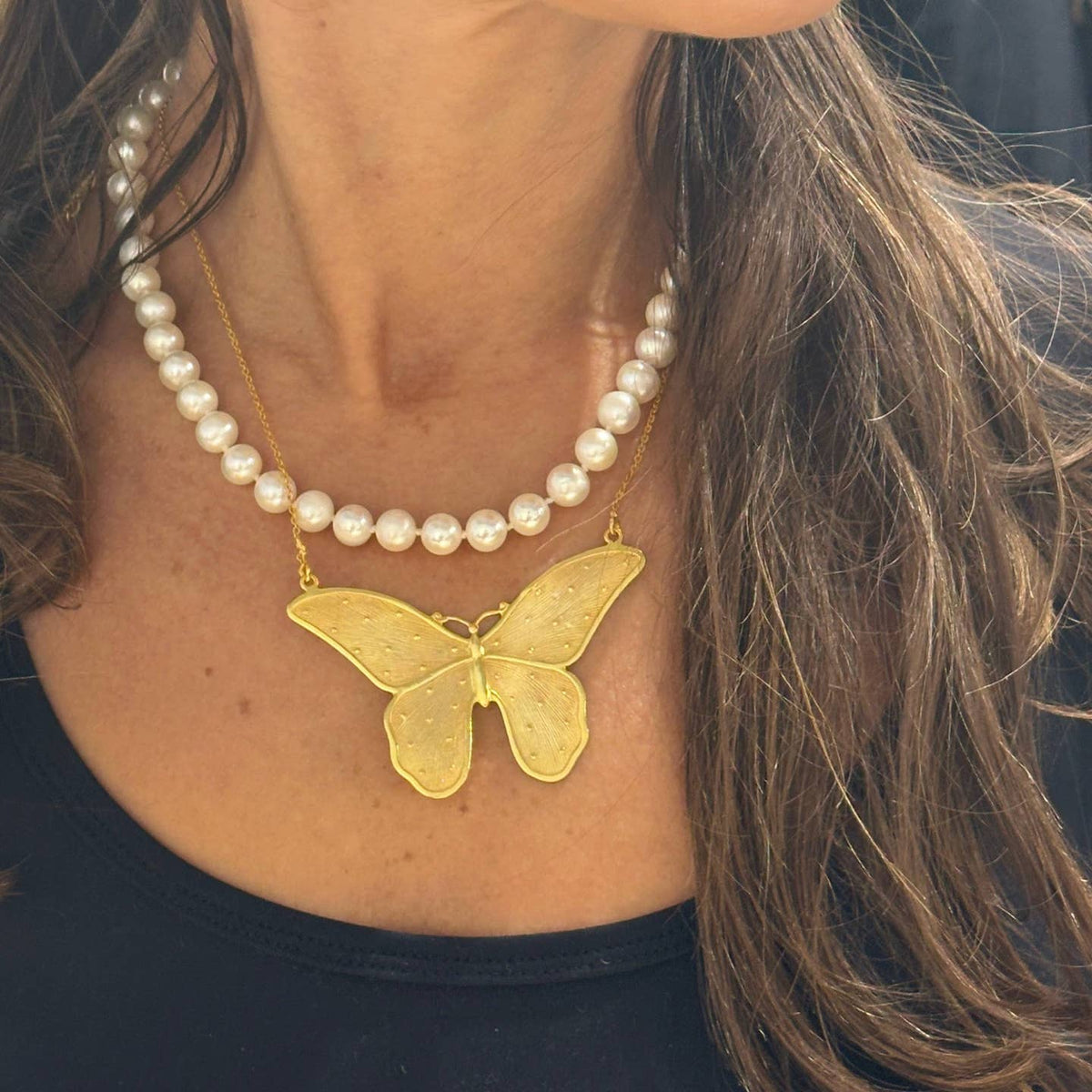 Anokhi Green butterfly necklace detail