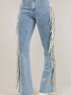 Light Wash Fringe Rider Jeans supplier photo