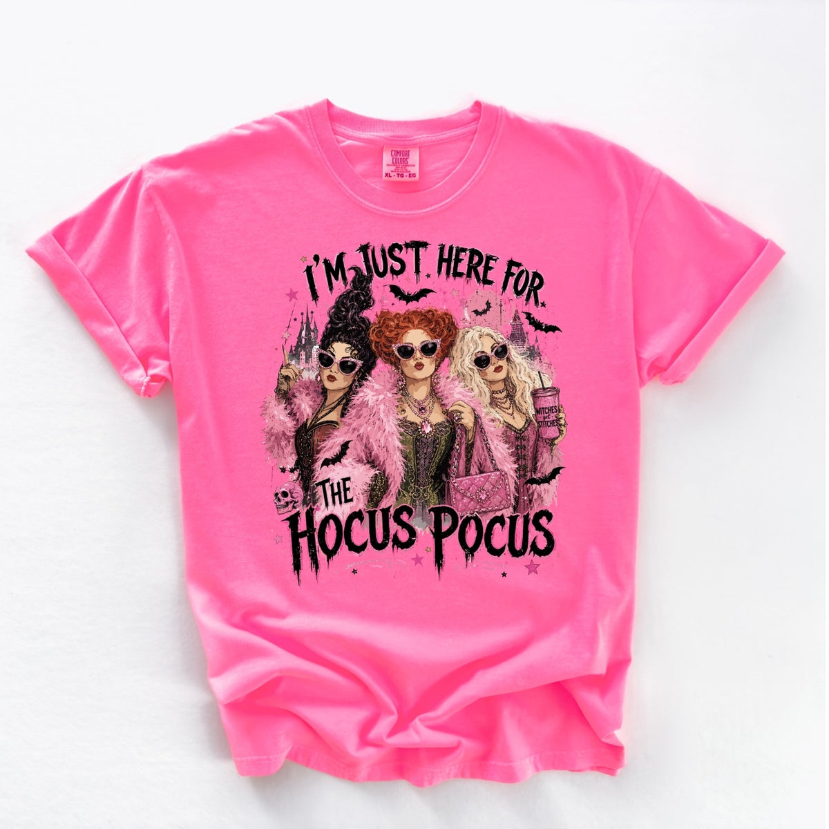 Just Here for the Hocus Pocus T-Shirt in Neon Pink — supplier photo