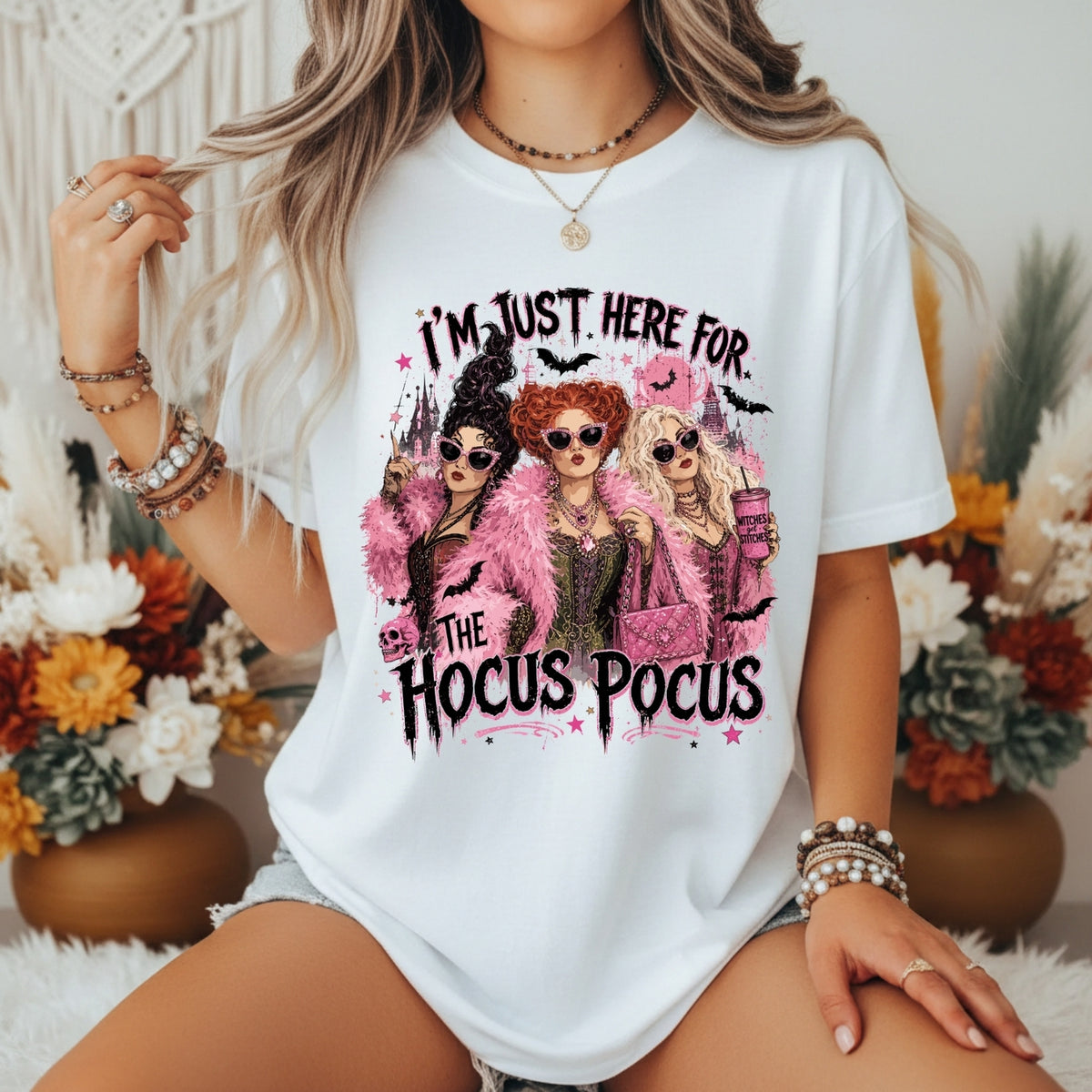 Just Here for the Hocus Pocus T-Shirt in White — supplier photo