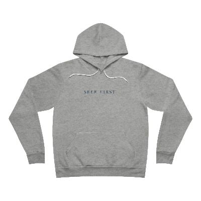 Men's Seek fleece hoodie in Athletic Heather — Printify front mockup.