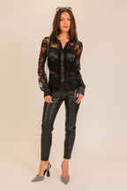 Midnight Muse black lace blouse styled view