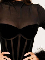 Black NINEXIS velvet corset top detail