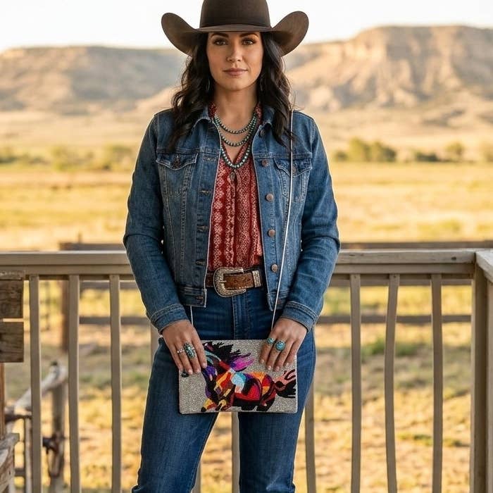 Painted Pony Clutch — multicolor beaded horse design