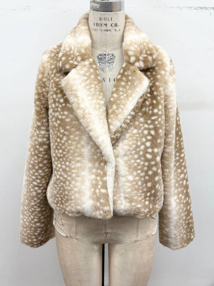TIMING spotted faux fur cropped jacket