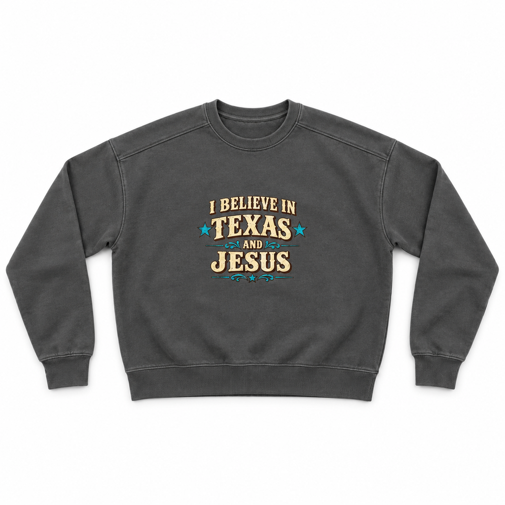 I Believe in Texas and Jesus — realistic front mockup
