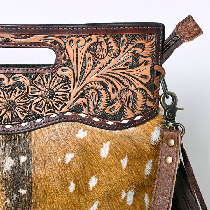 Western leather fringe crossbody bag alternate view