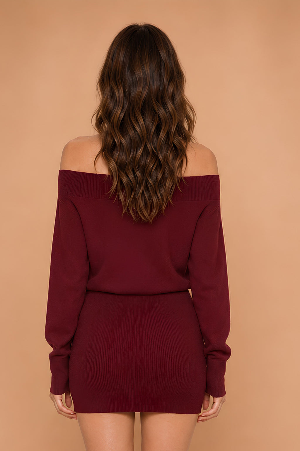 Wine sweater mini dress alternate view