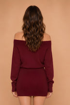 Wine sweater mini dress alternate view