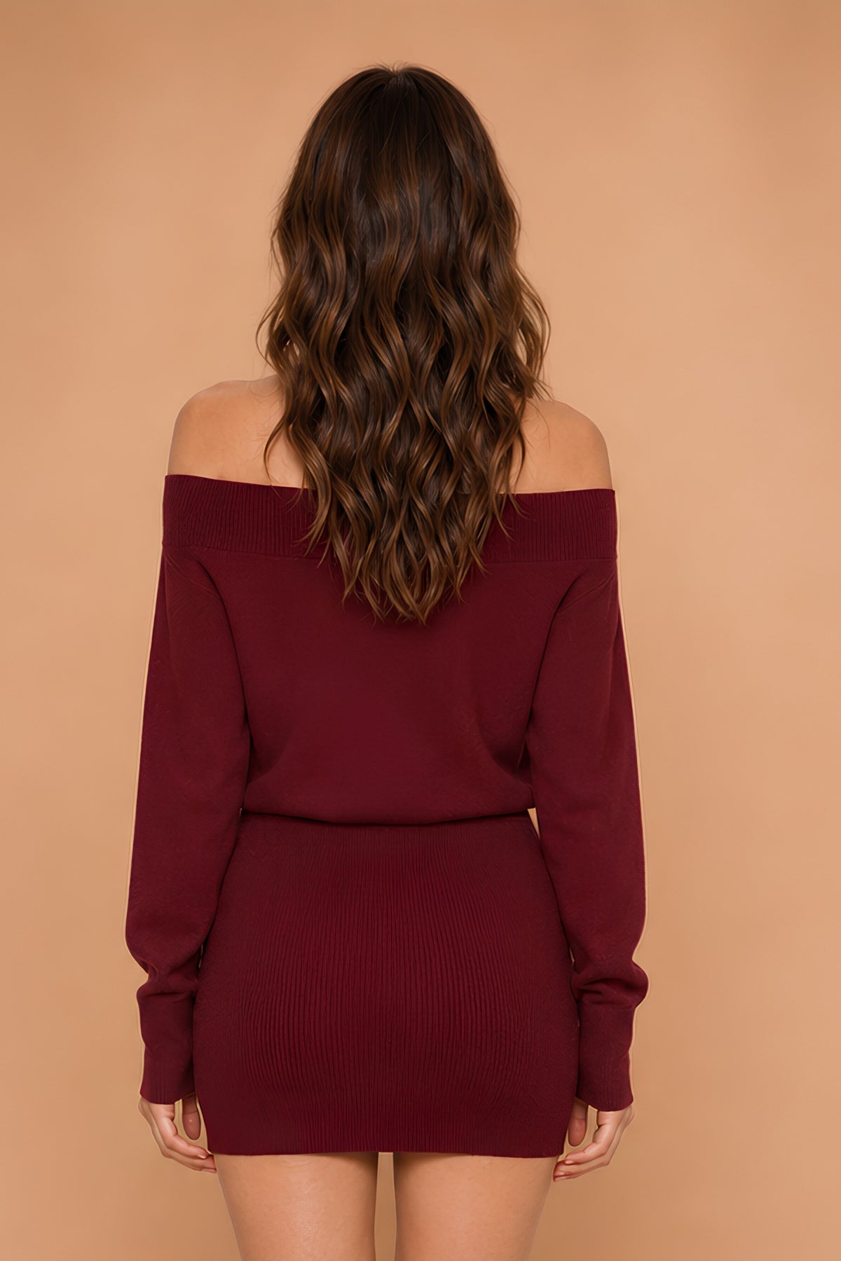 Wine sweater mini dress alternate view